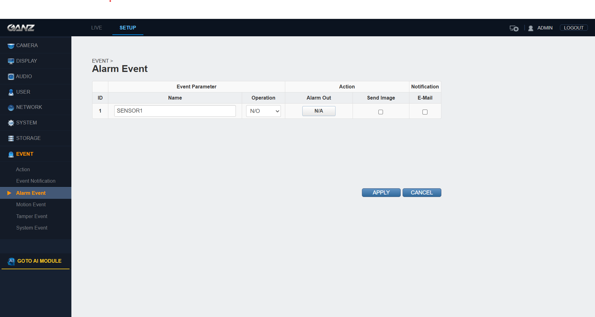 Ganz Alarm Configuration 3